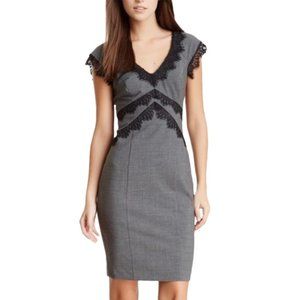 Rebecca Taylor Grey Dress with Black Lace Detail (Size 2)